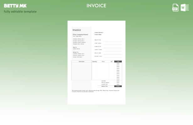 Шаблон за бесплатна фактура за пекарница во модерен стил